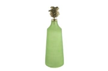 Yeşil Mat Cam Antik Kapaklı Cam Obje 16x46cm