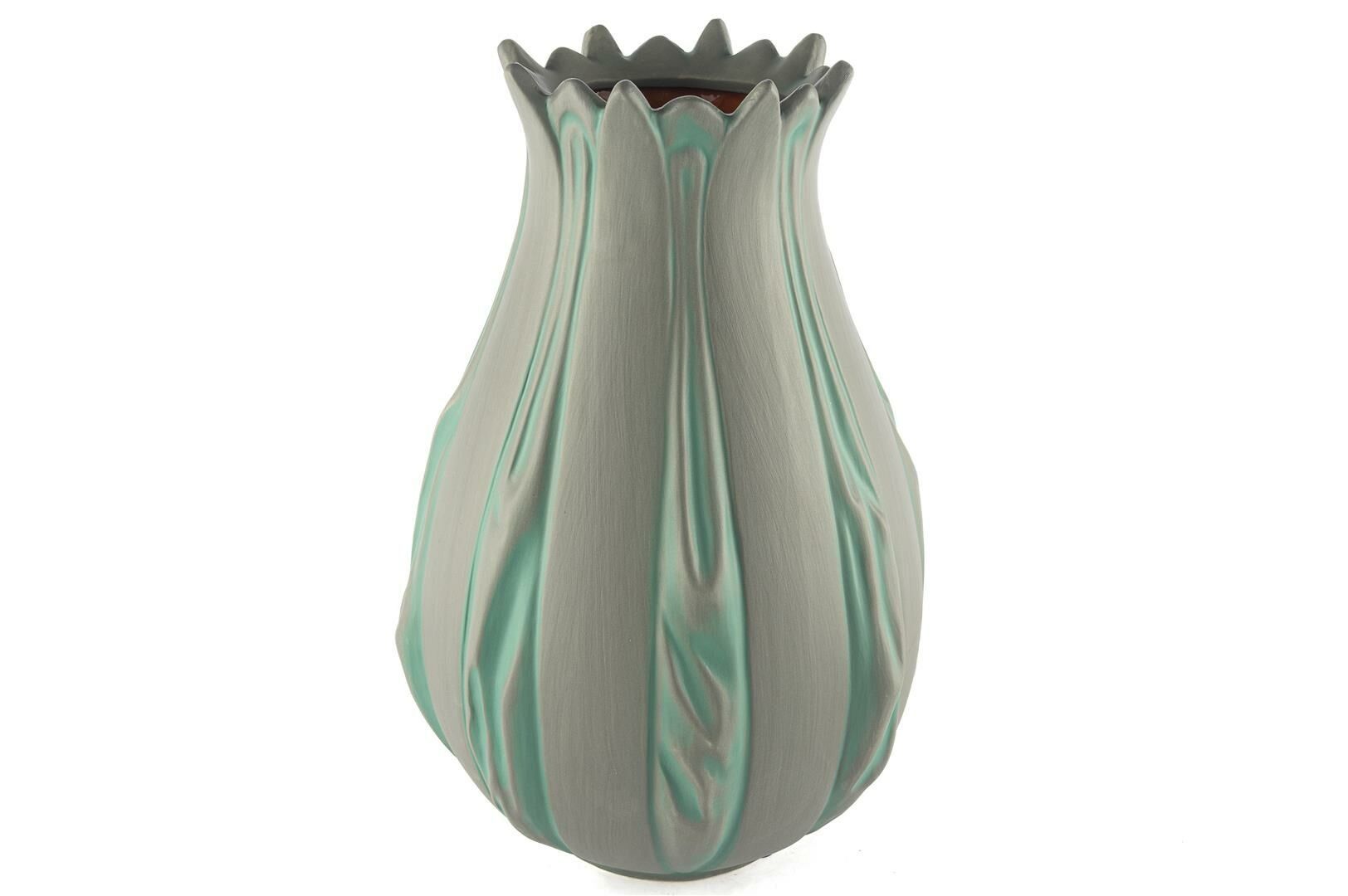 Gri Yeşil Porselen Vazo 20x32cm