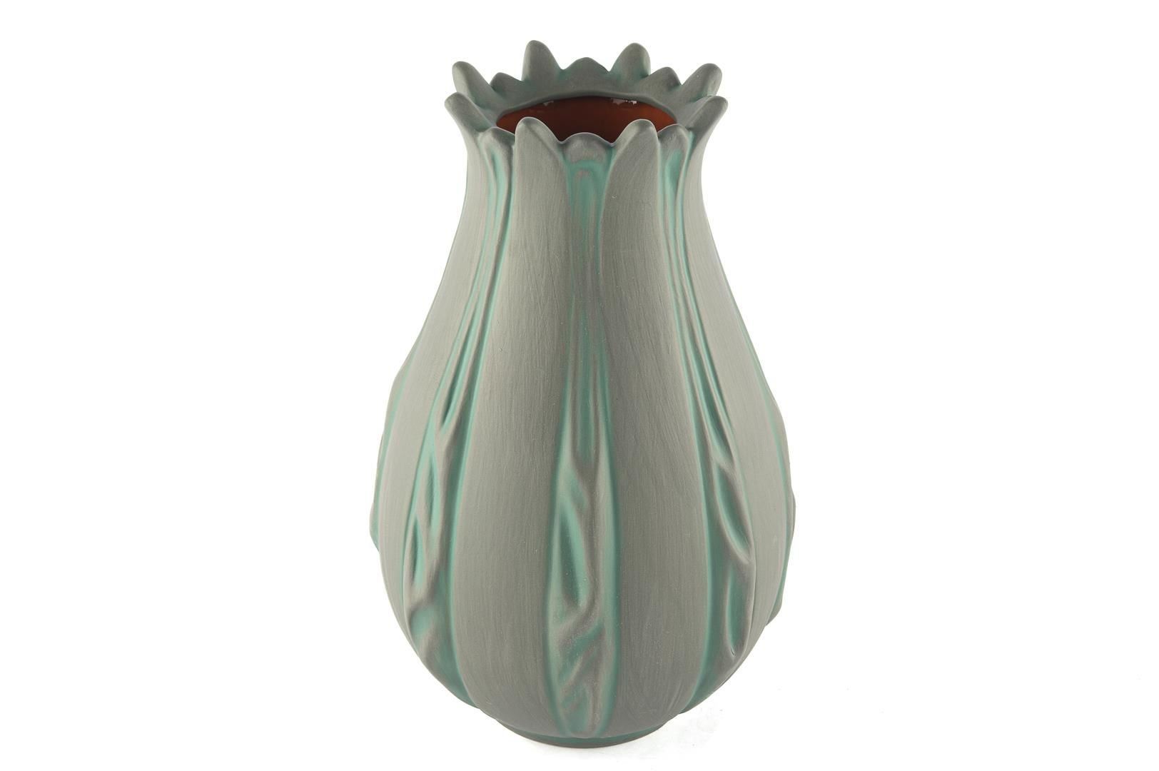 Gri Yeşil Porselen Vazo 15x25cm