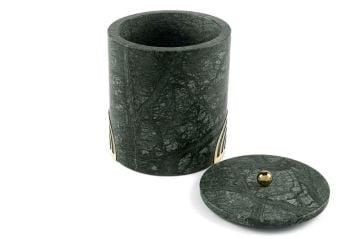 Gold Demir Büyük Yeşil Mermer Kavanoz 13x13x16cm