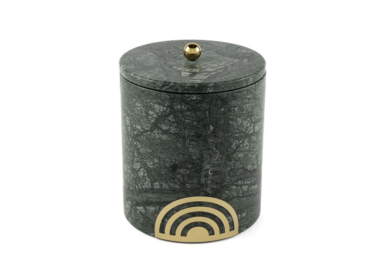 Gold Demir Büyük Yeşil Mermer Kavanoz 13x13x16cm