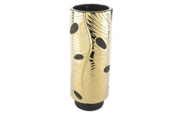 Gold Siyah Porselen Vazo 12x31cm