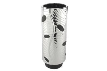 Gümüş Siyah Porselen Vazo 15x38cm