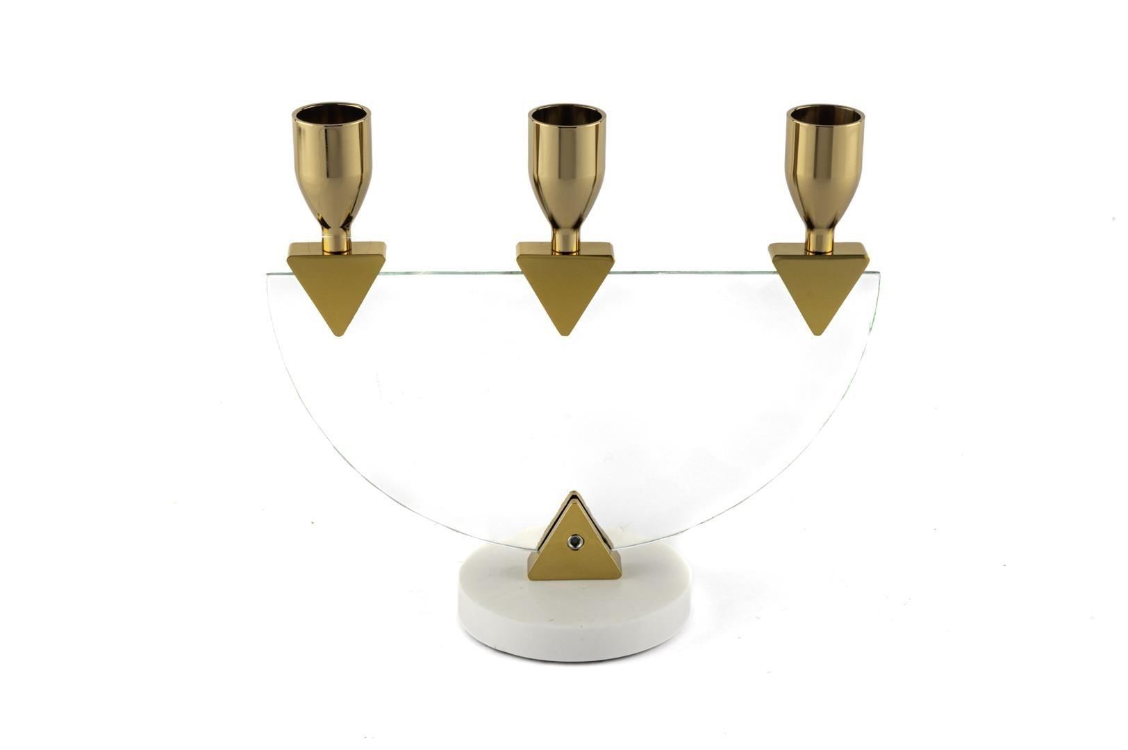 Gold 3lü Cam Şamdan 20x8x17cm