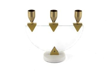 Gold 3lü Cam Şamdan 20x8x17cm
