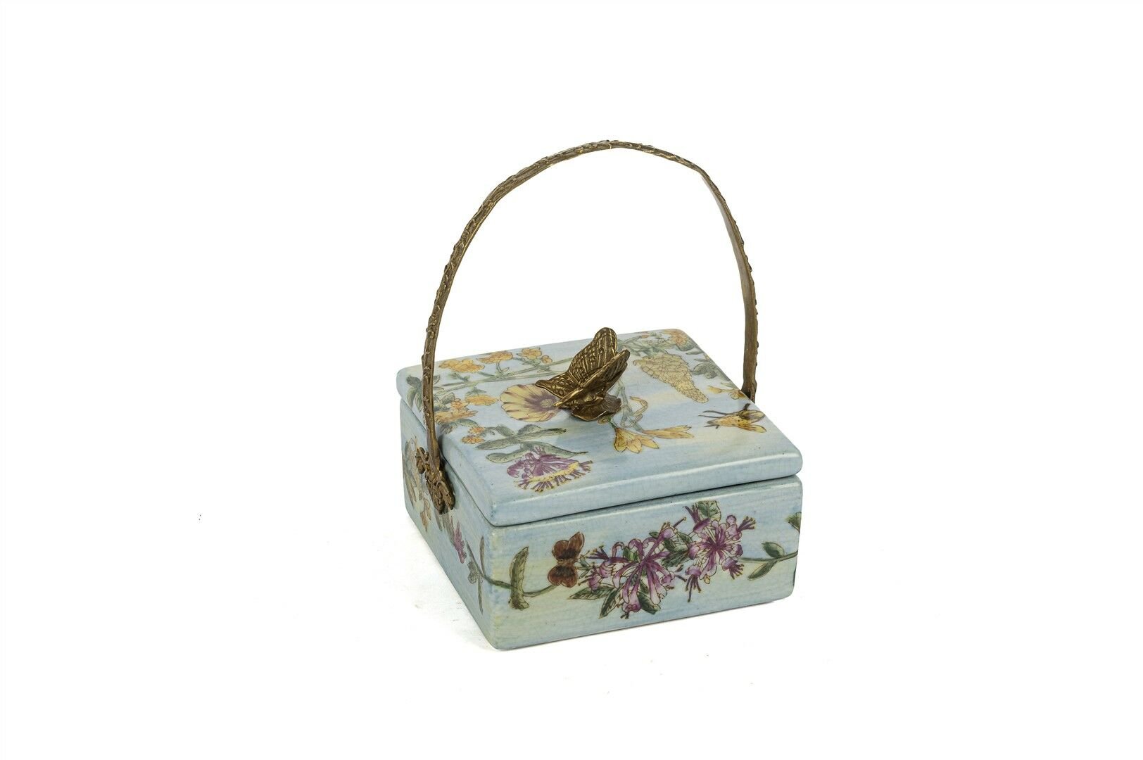 Mavi Kelebek Saplı Dekoratif Takı Kutusu 11x17cm