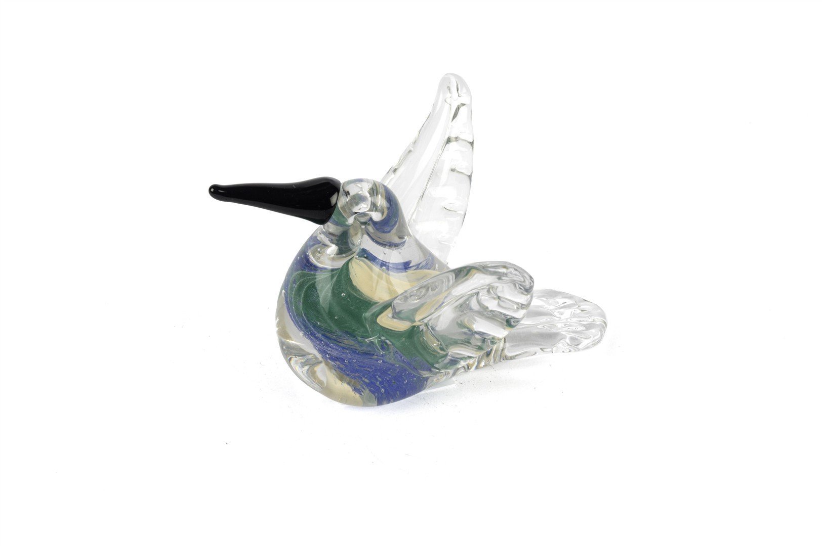 Turkuaz Mavi Cam Kuş 13x8cm