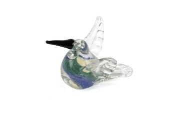 Turkuaz Mavi Cam Kuş 13x8cm