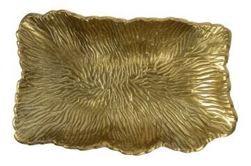 Gold Dalgalı Dekoratik Tabak 32x20x7cm