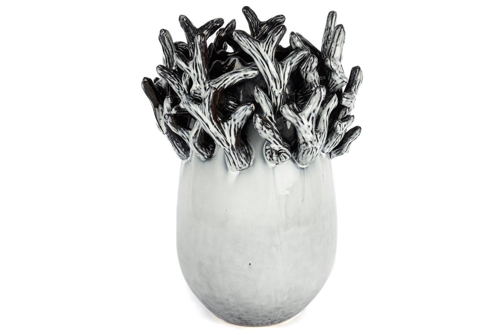 Gri Mercanlı Seramik Vazo 26x37cm