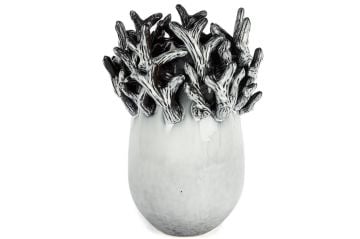 Gri Mercanlı Seramik Vazo 26x37cm