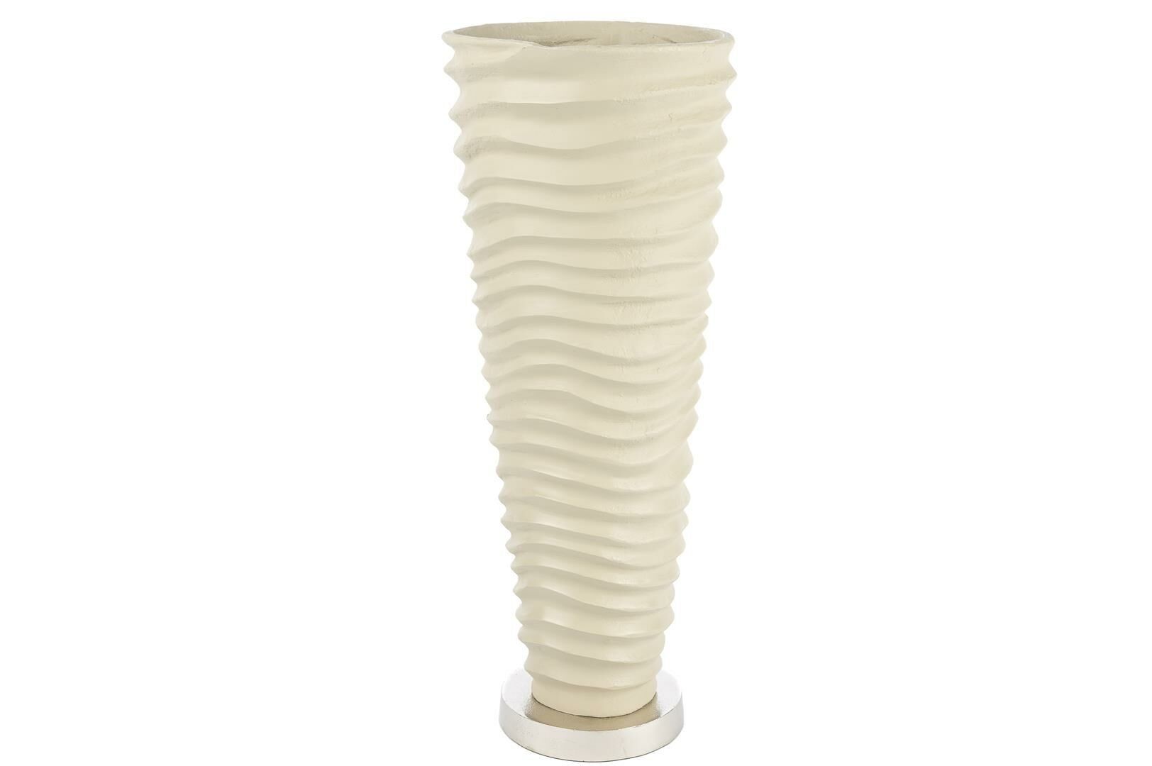 Bej Gümüş Oval Vazo 16x14x40cm