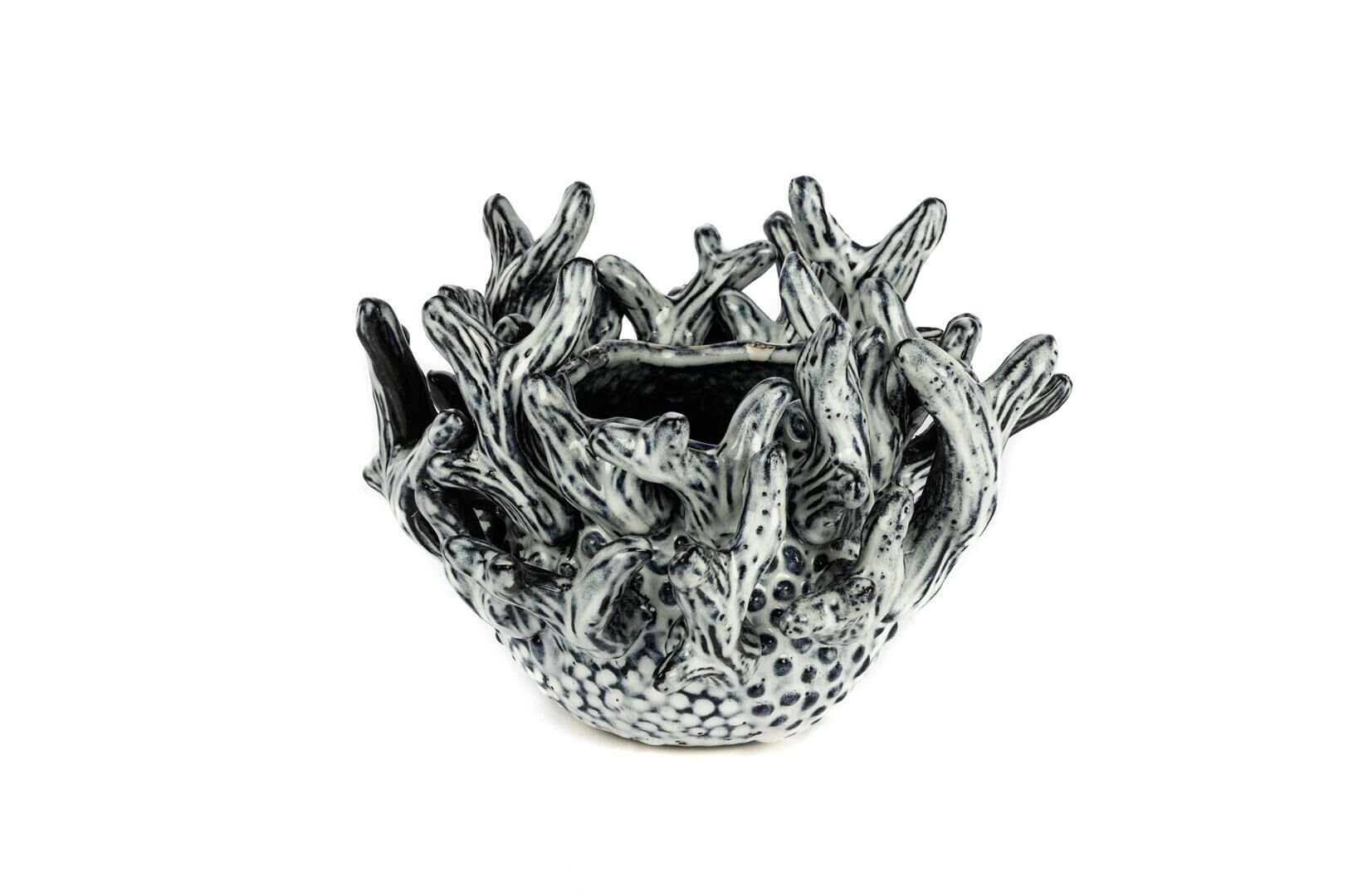 Gri Mercanlı Seramik Saksı 25x18cm