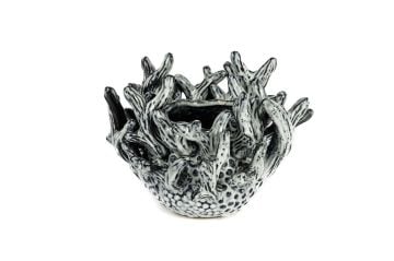 Gri Mercanlı Seramik Saksı 25x18cm