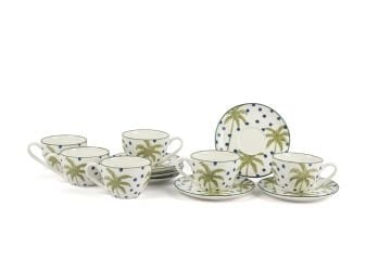 Palmiye Yeşil Mavi 6lı Kahve Fincan Seti 90cc