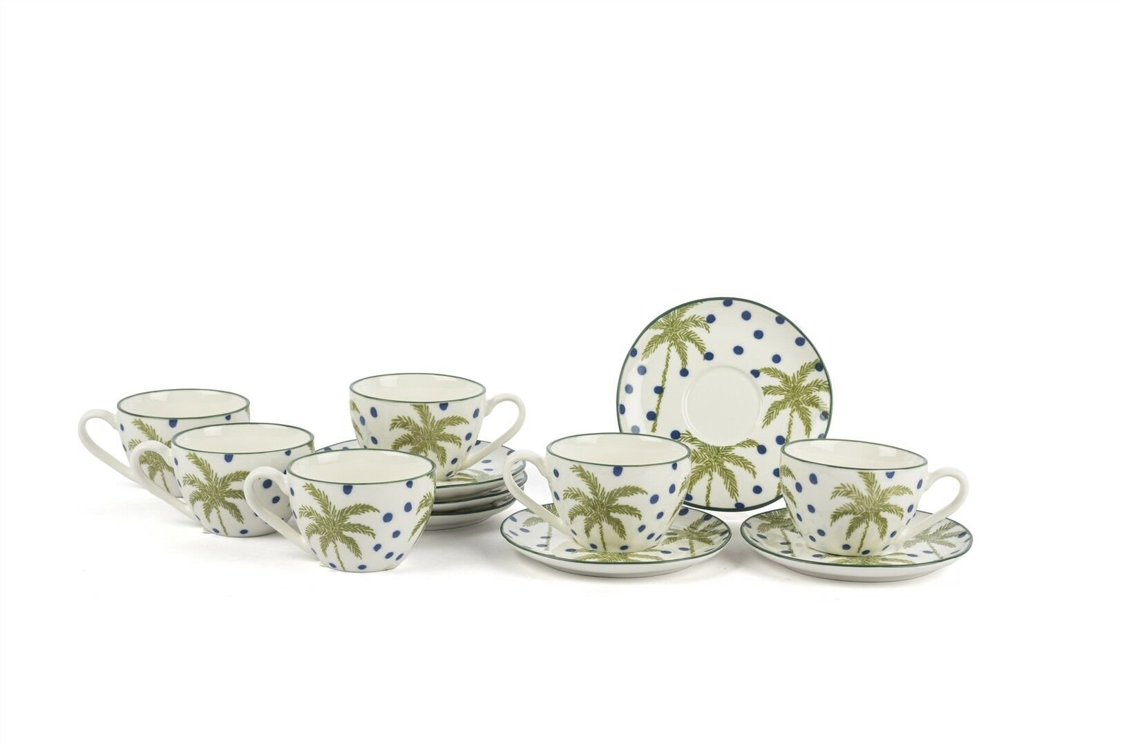 Palmiye Yeşil Mavi 6lı Kahve Fincan Seti 90cc