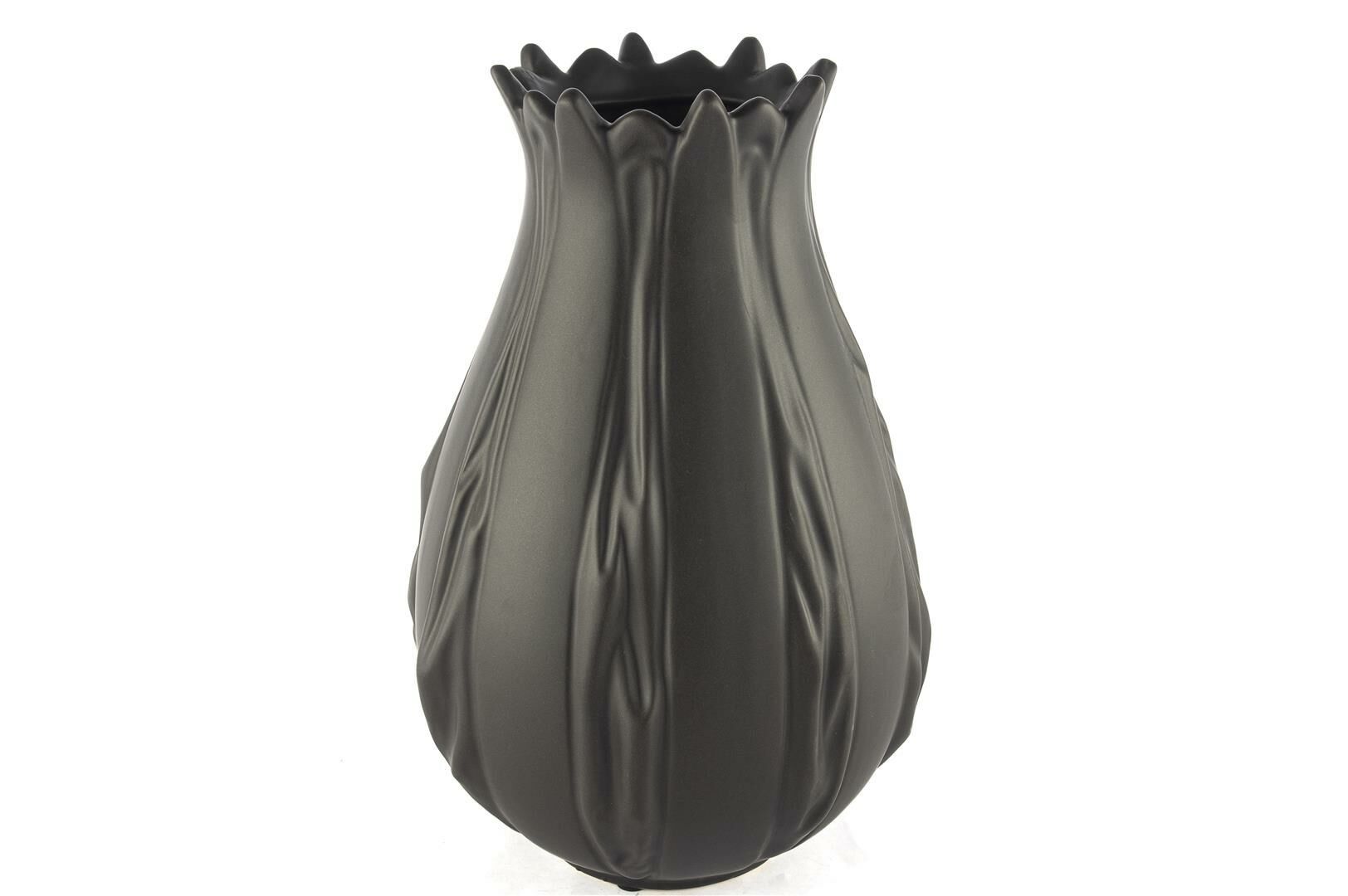 Mat Siyah Porselen Vazo 20x32cm