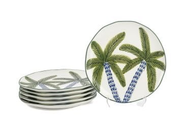 Palmiye Yeşil Mavi 6lı Pasta Tabağı 20cm