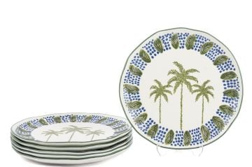 Palmiye Yeşil Mavi 6lı Servis Tabağı 27cm