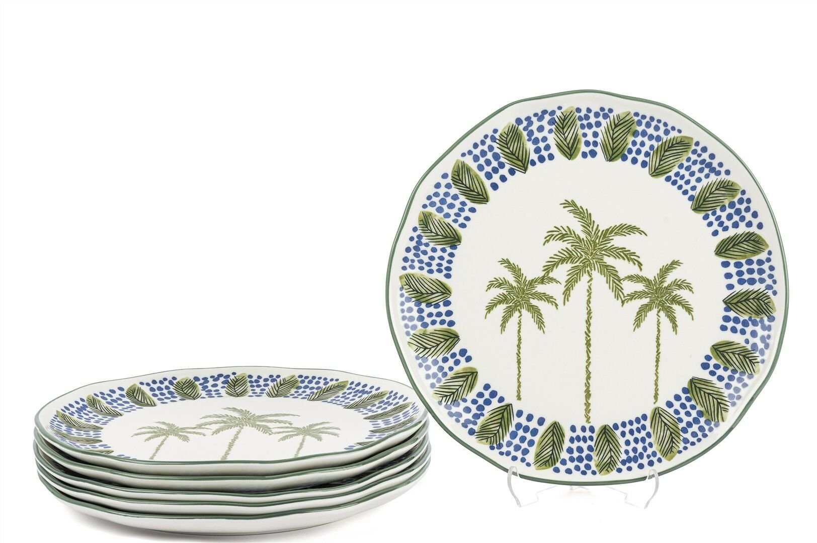 Palmiye Yeşil Mavi 6lı Servis Tabağı 27cm