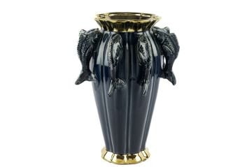 Lacivert Balıklı Vazo 26x39cm