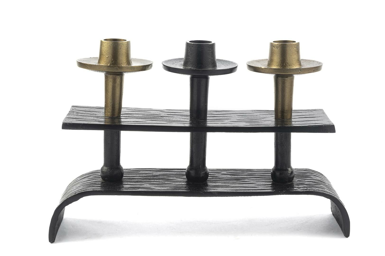 Siyah Antik Gold 3lü Mumluk 30x8x20cm