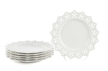 Beyaz 6lı Tatlı Tabağı 20cm