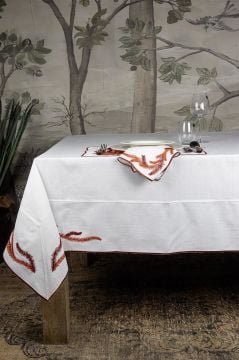 Doris Kırmızı Beyaz 180x280 Masa Örtüsü
