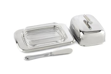 Perle Çelik Tereyağlık Seti 18x13x7cm