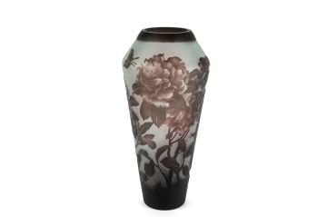 Acı Kahve Çiçekli Cam Vazo 20x43cm