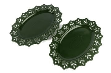 Yeşil Oval 2li Servis Tabağı 32x22cm