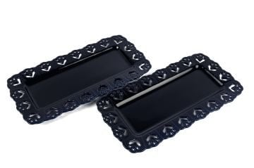 Lacivert Dikdörtgen 2li Servis Tabağı 37x18cm