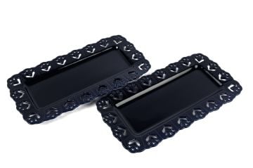 Lacivert Dikdörtgen 2li Servis Tabağı 37x18cm