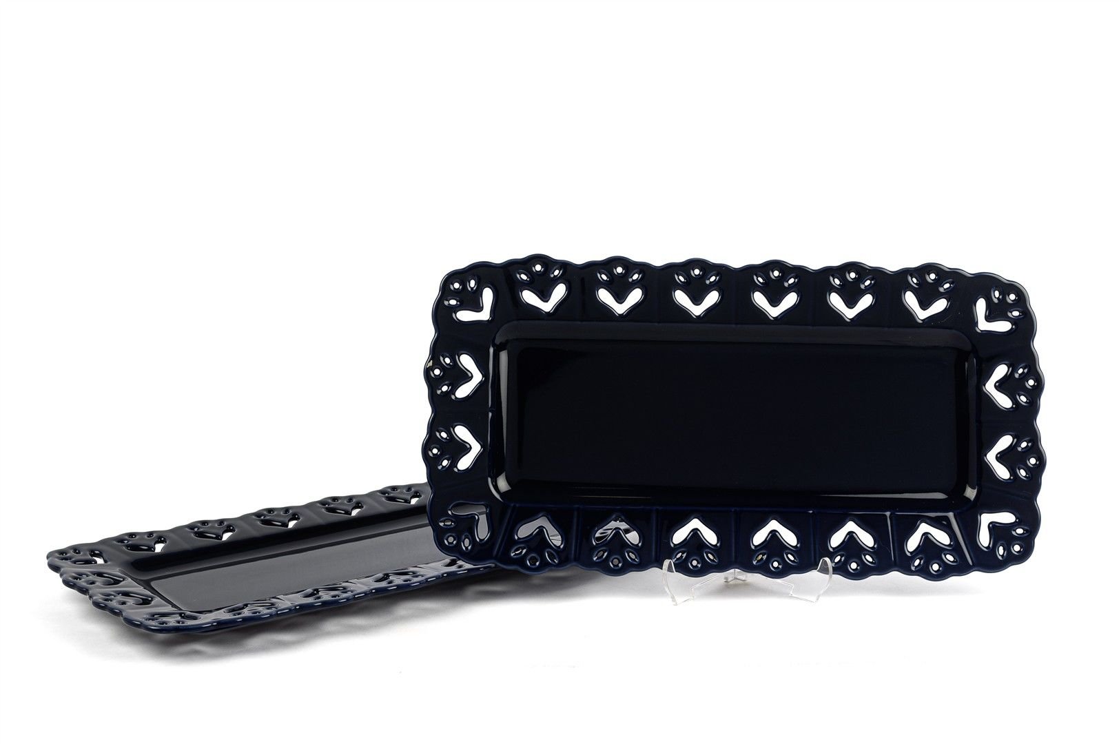 Lacivert Dikdörtgen 2li Servis Tabağı 37x18cm