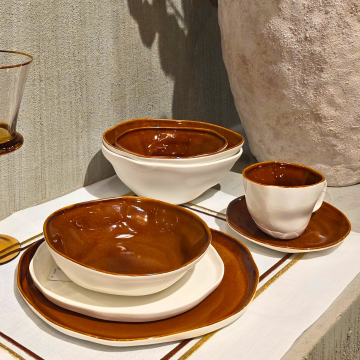 Beyaz Karamel 6lı Servis Tabağı 25cm