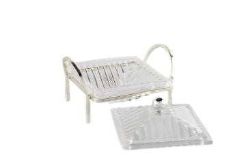 Gümüş Standlı Kapaklı Servis 16x14x10cm