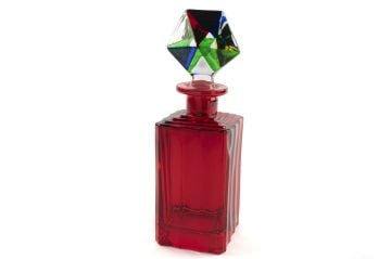 Kırmızı Renkli Cam Şişe 21cm 200ml
