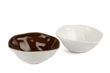 Beyaz Karamel 2li Kase 20cm