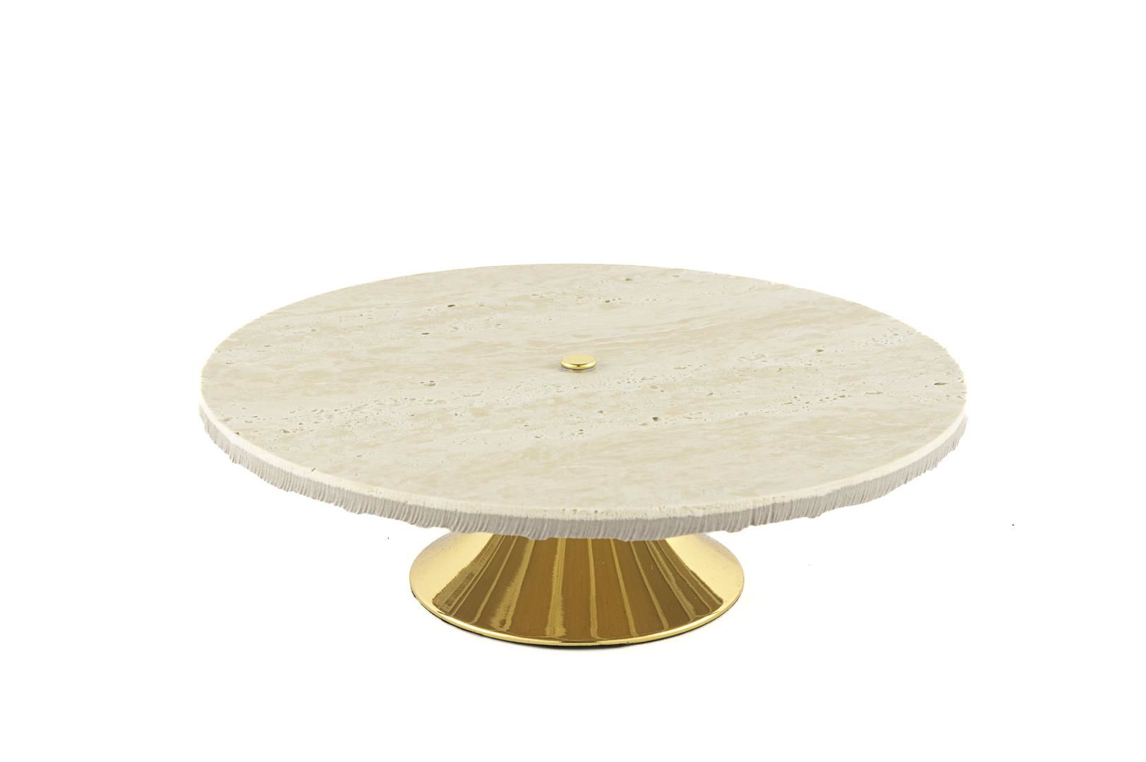 Gold Ayaklı Granit Servis Tabağı 25x8cm