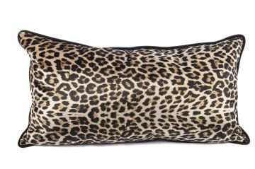 Siyah leopar kadife 40x75 yastık