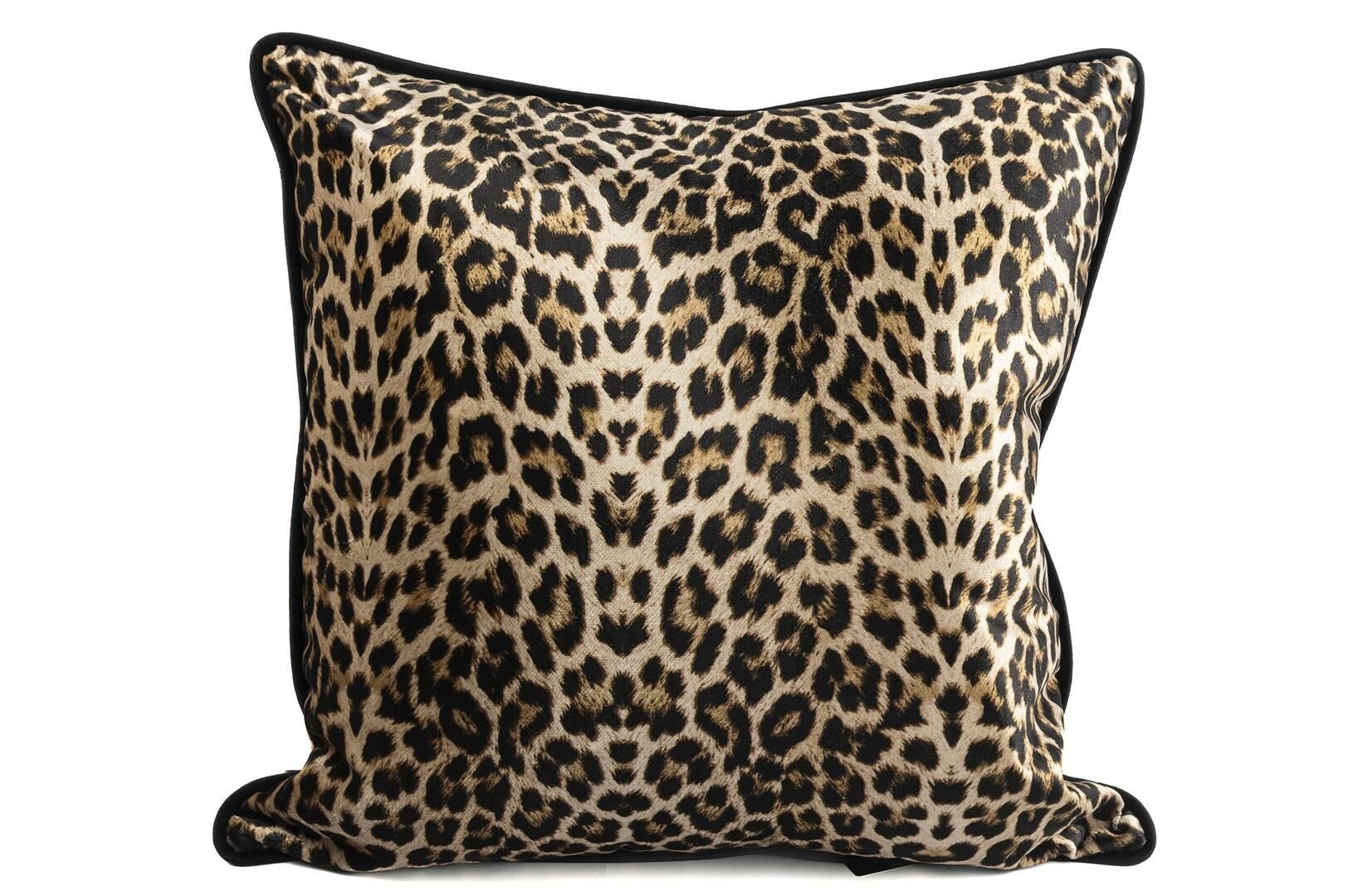 Siyah leopar kadife 55x55 yastık