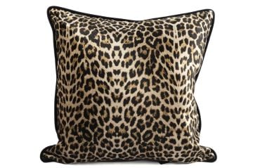 Siyah leopar kadife 55x55 yastık