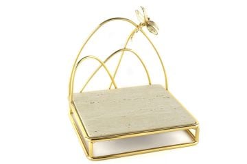 Gold Metal Granit Sunumluk 25x26x26cm