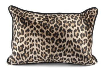 Siyah leopar kadife 35x50 yastık