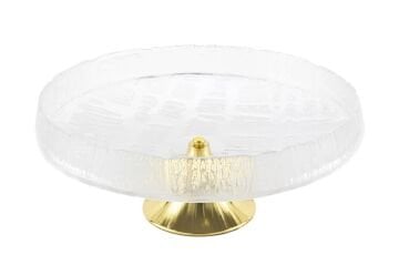 Gold Ayaklı Cam Servis 30x12cm