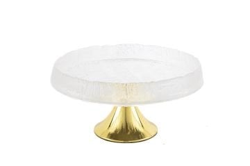 Gold Ayaklı Cam Servis 24x12cm