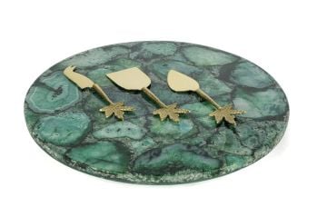 Yeşil Mermer Gold Peynir Sunum Seti 36cm