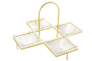 Gold Standlı 4lü Servis 36x22cm