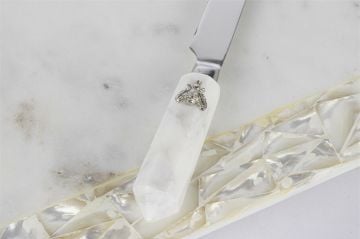 Sedefli Beyaz Mermer Peynir Sunum Tahtası 35x21cm