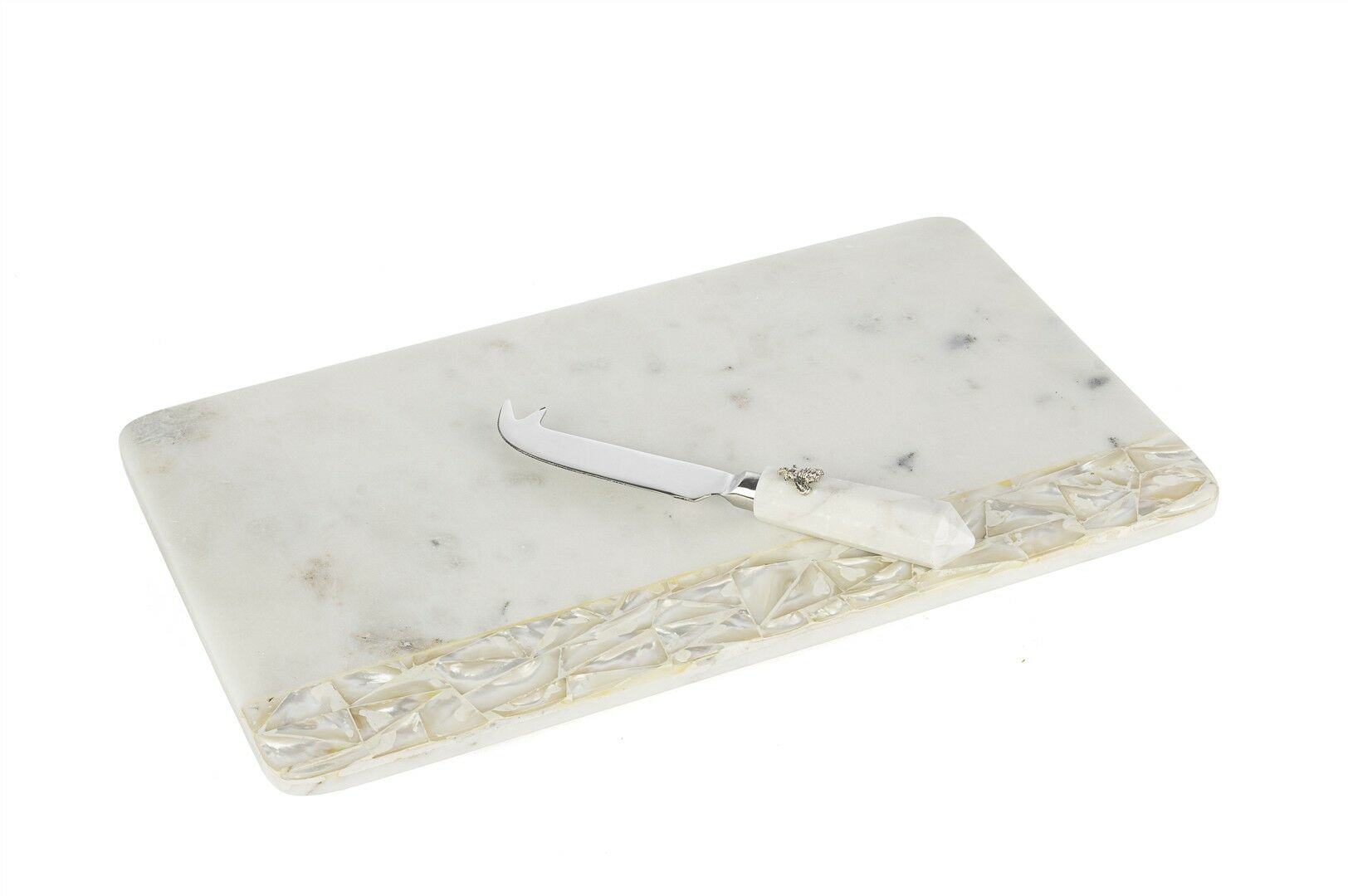 Sedefli Beyaz Mermer Peynir Sunum Tahtası 35x21cm